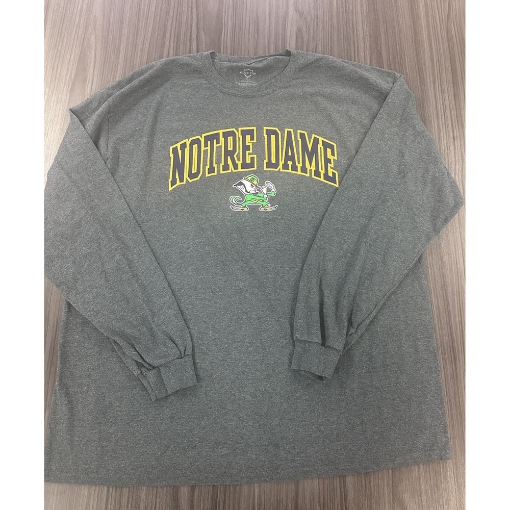 Notre Dame Fighting Irish Long sleeve T-shirt Men's XL Elite Fan Gray NCAA